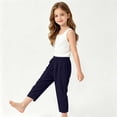 thumbnail image 4 of BADHUB Linen Pants for Boys Girls Cotton Baggy Boho Summer Casual Pants Wide Leg Long Lounge Trousers with Pockets Navy 5 Years, 4 of 7