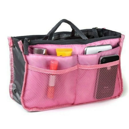 Higi Quality Handbag Organizer, Liner, Sturdy Nylon Purse Insert 13 Pockets - 2 Pack Light Pink