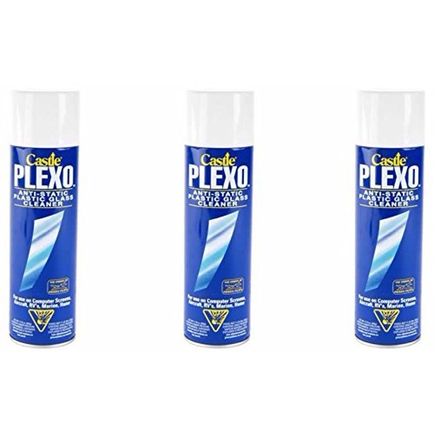Castle C2010 Plexo AntiStatic Plastic Glass Cleaner, 20 oz, 3Pack