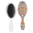 thumbnail image 2 of Hippie Style Floral Hair Brush, Colorful Boho Paddle Comb with Soft Bristles for Curly, Wavy, Straight Hair, Aesthetic Room Essential, 2 of 8