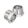 thumbnail image 1 of Uxcell Stainless Steel Reducer Hex Bushing, Pipe Reducing Adapter Fitting Connector 1" BSPT Male to 3/4" BSPT 2, 1 of 6