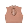 thumbnail image 4 of Hansber Kids Girls Lyrical Dance Crop Top Sleeveless Mock Neck Rhinestones Mesh Performance Cheerleading Tops Dusty Pink 16, 4 of 5