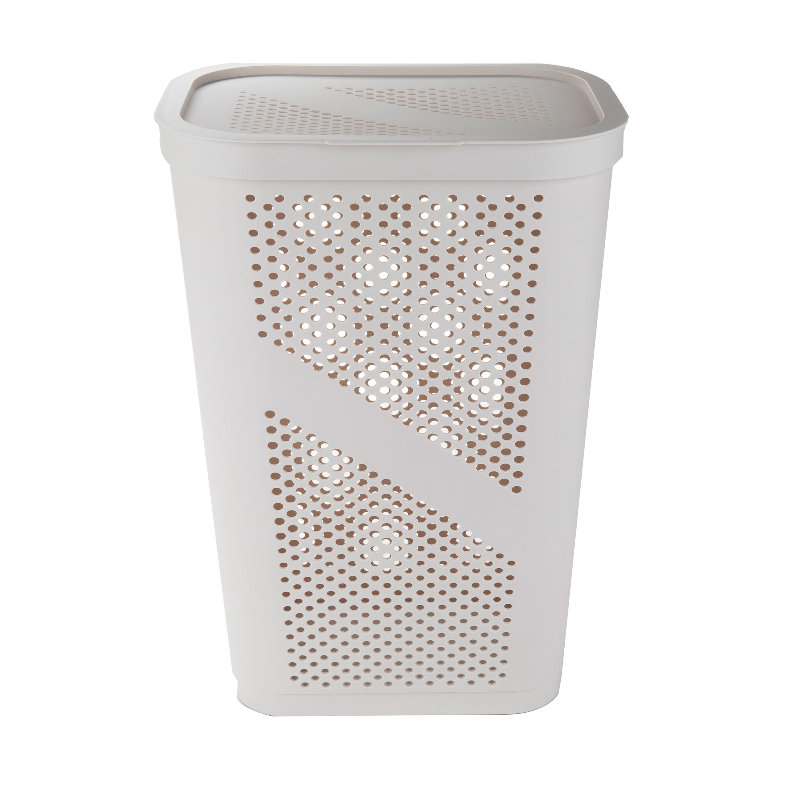 Mind Reader 60L Slim Laundry Hamper, Lid, Ventilated, Plastic, 17.25"L x 13.75"W x 23.5"H, Ivory