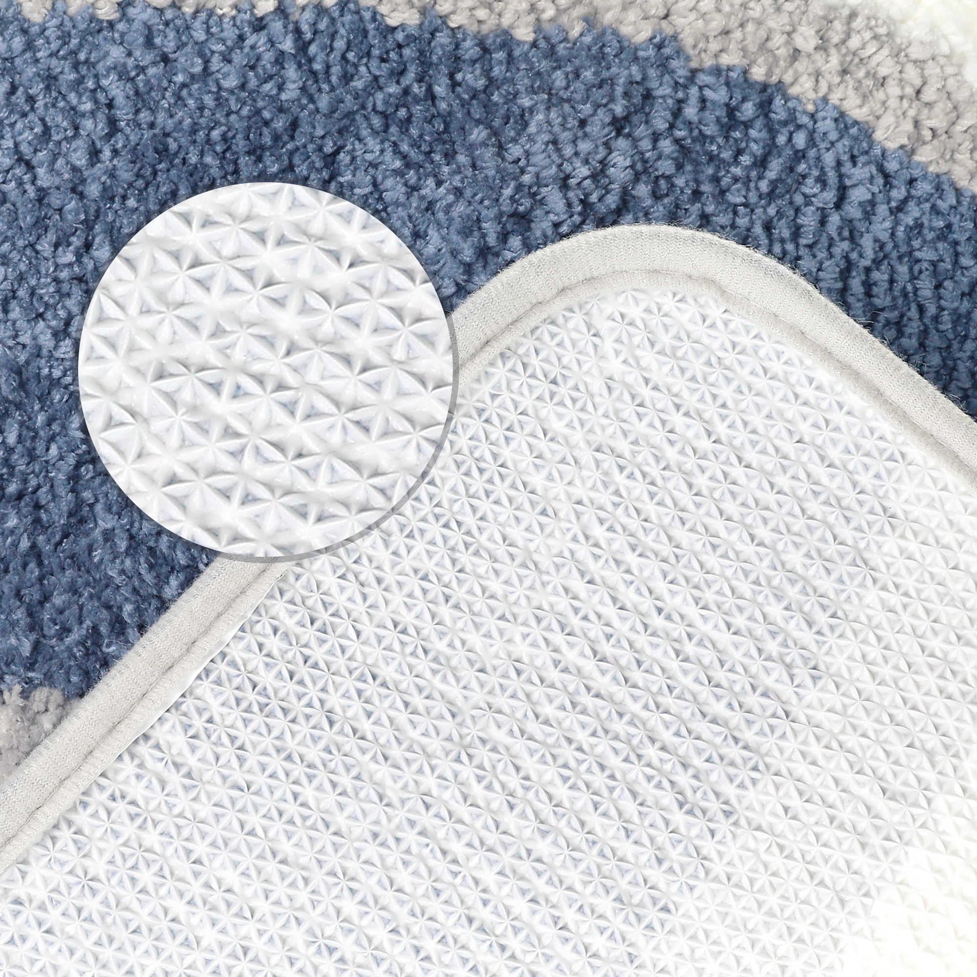 Unique Bargains Wavy Stripes Bathroom Rug Mat Absorbent Bath Rug Non-Slip Bath Mats Multicolor 16" x 24"