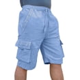 thumbnail image 2 of Cargo Shorts Men, Bermuda Shorts Baggy Short Cargo Pants with Multiple Pockets Summer Drawstring Elasticated Waist Half Pants for Outdoor Hiking Work Light Blue M, 2 of 5