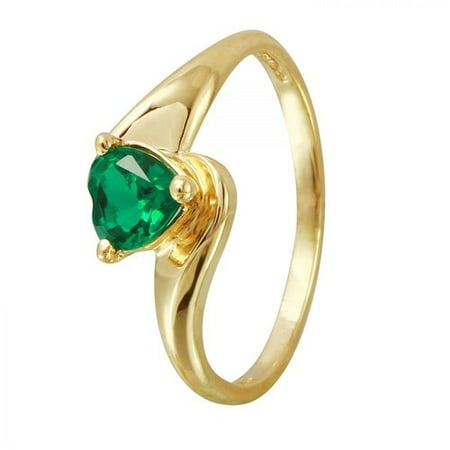 Foreli Created Emerald 10k Yellow Gold Ring
