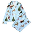thumbnail image 4 of Womens Christmas Pajama Set Long Sleeve Collared Sleep Shirt and Lounge Pants Festive Holiday Loungewear Outfit for Home, 4 of 5