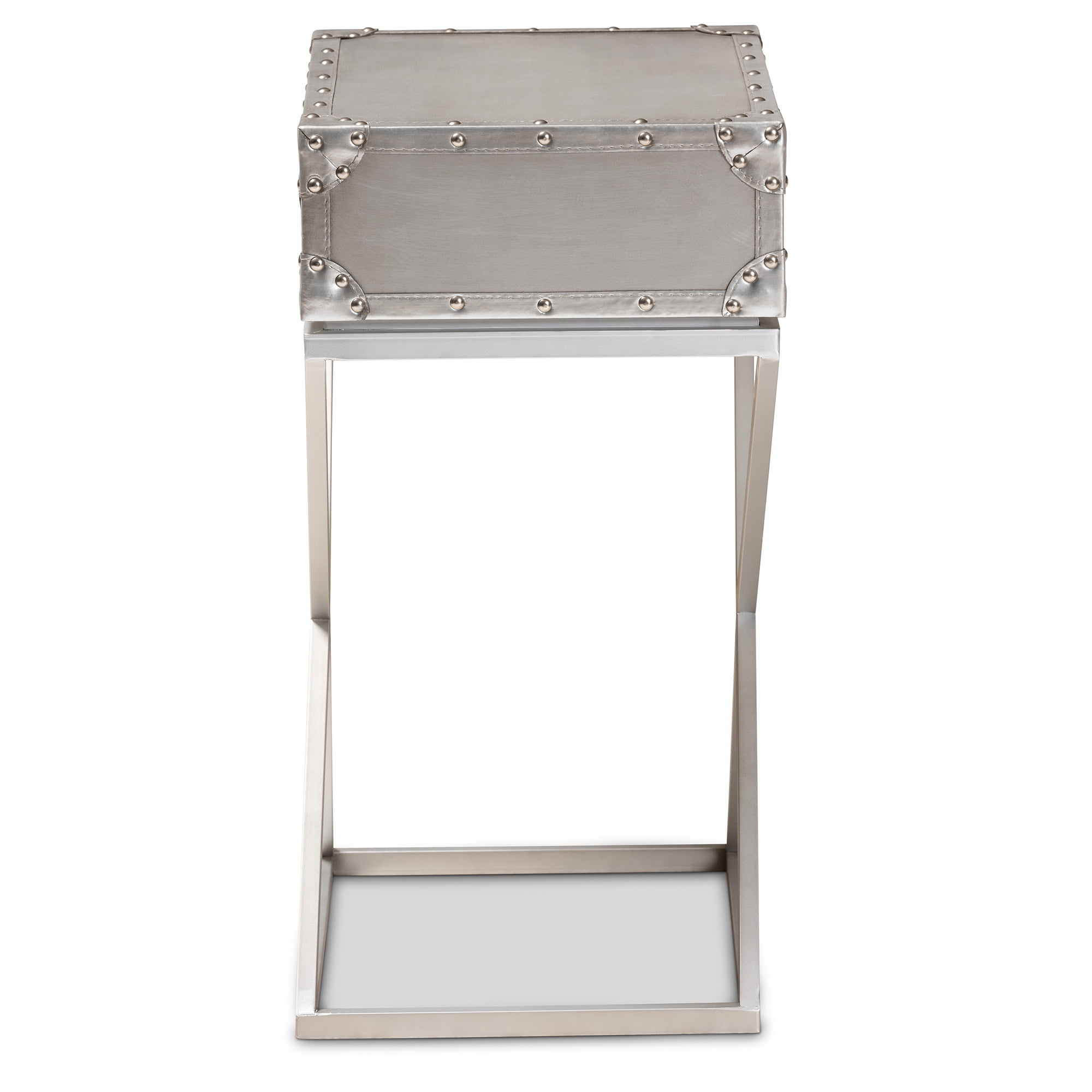 Baxton Studio William Modern French Industrial Silver Metal 1-Drawer End Table