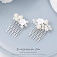 thumbnail image 3 of Pearl Wedding Bridal Hair Comb Silver Bride Hair Piece Flower Hair Clips Bridesmaids Hair Accessories for Women and Girls (Pack of 2), 3 of 4