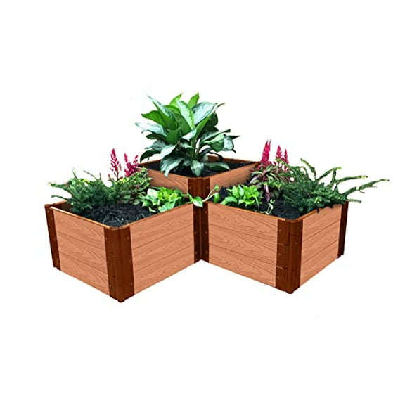 Frame It All TOOL-FREE CLASSIC SIENNA 'CHATEAU MARMONT' 4' X 4' 3-LEVEL RAISED GARDEN BED (TERRACED) - 1" PROFILE