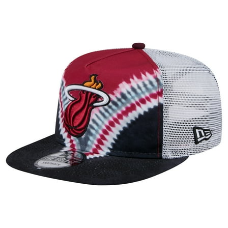 Men's New Era Black/Red Miami Heat Throwback Dye Golfer Snapback Hat
