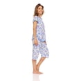 thumbnail image 4 of Lati Fashion Women Capri and Short Sleeve Top 2-Piece Female Pajamas Set Blue XL, 4 of 4