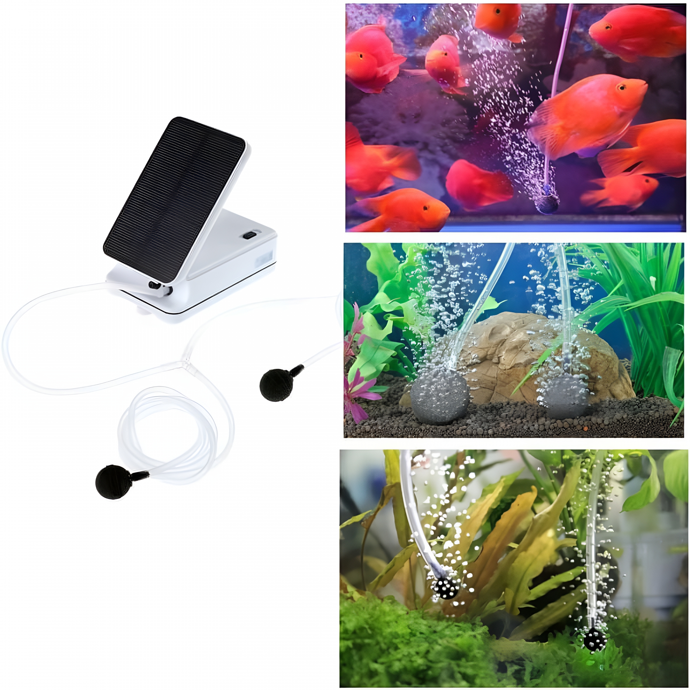 HIBIBUD Solar powered air pump kit, oxygenator and aerator for solar bubbler pond Solar pump for pond for aquariums, swimming pools