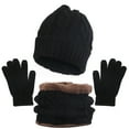 thumbnail image 2 of Yoodem Scarf and Gloves Set for Women Hat and Scarf Set for Women&men Autumn Warm Cute Wool Hat Scarf Gloves Three Snow Knit Cap Hat and Gloves for Women Black One Size, 2 of 6