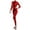 Red, variant on Zaldita Women's Shiny Spandex Unitard High Neck Long Sleeves Ankle Length Leotard Jumpsuit Black One Size