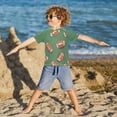 thumbnail image 3 of FORMRS Boys Rash Guard with Short Sleeves UPF 50+ Swim Shirts Sizes 3-12T, Green American Footballs, 3 of 6
