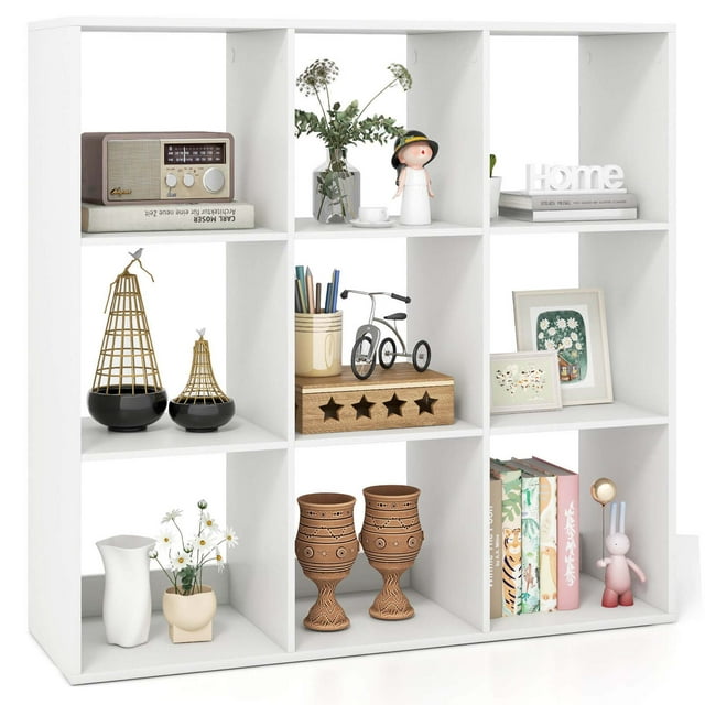 Costway 9-Cube Bibliothèque Ouverte avec Trousses Anti-Basculement Étagère de Rangement de Style Moderne pour Bureau à Domicile