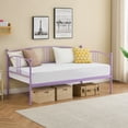 thumbnail image 3 of Twin Daybed, Sturdy Metal Day Bed with Steel Slat Support, Arched Headboard Sofa Bed for Living Room, Bedroom and Guest Room, Pink, 3 of 10