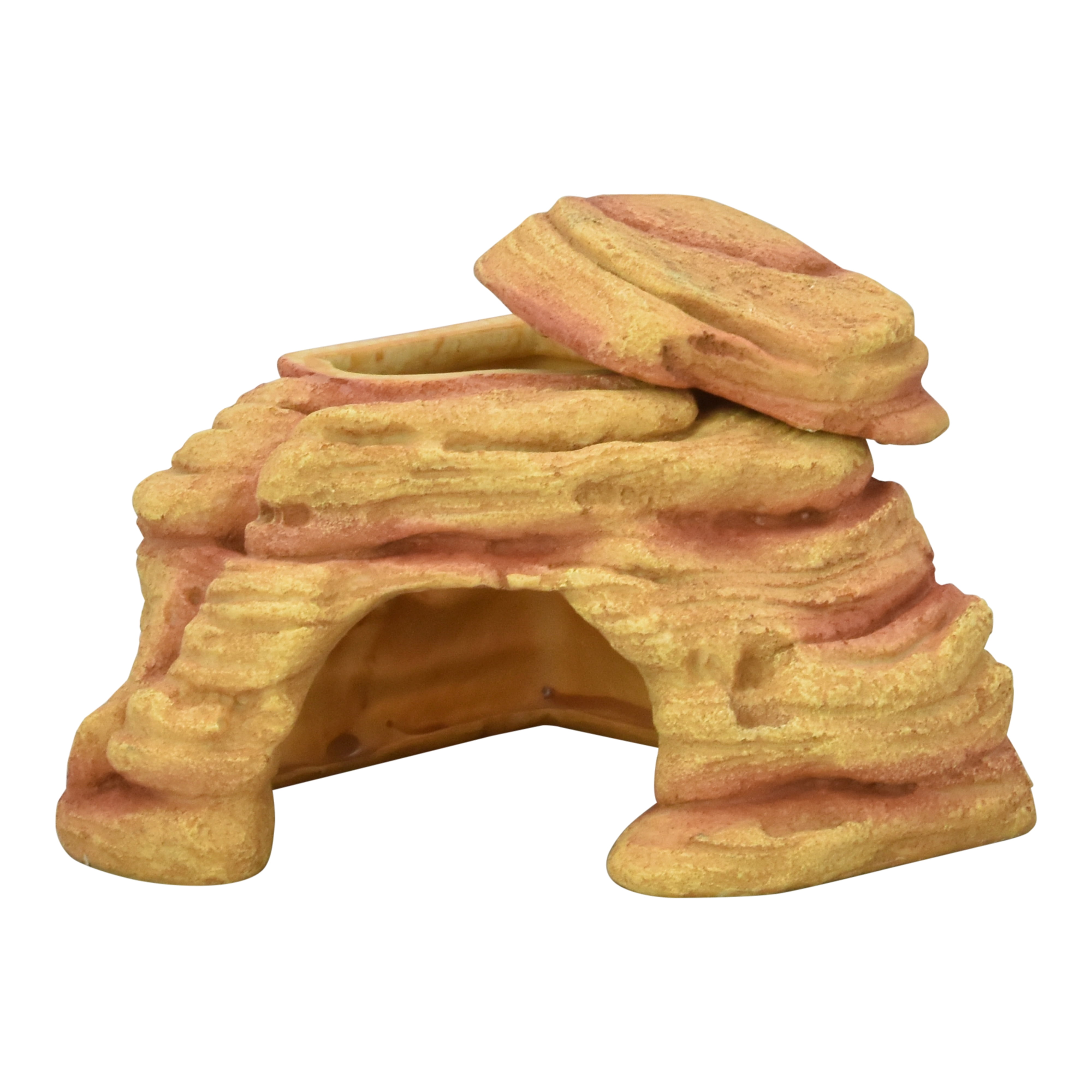 Komodo Adobe Corner Hideaway with Lid Decor for Reptile Terrarium Habitat
