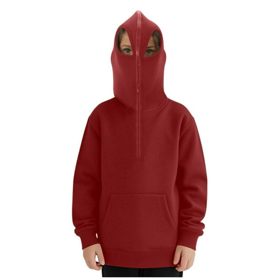 Boys Hoodies Fashion Quarter Zip Pullover Hoodie Sweatshirt Long Sleeve Tops Costume with Pocket for Kids 3-14 Years Sweaters For Girls Clothing 4-16