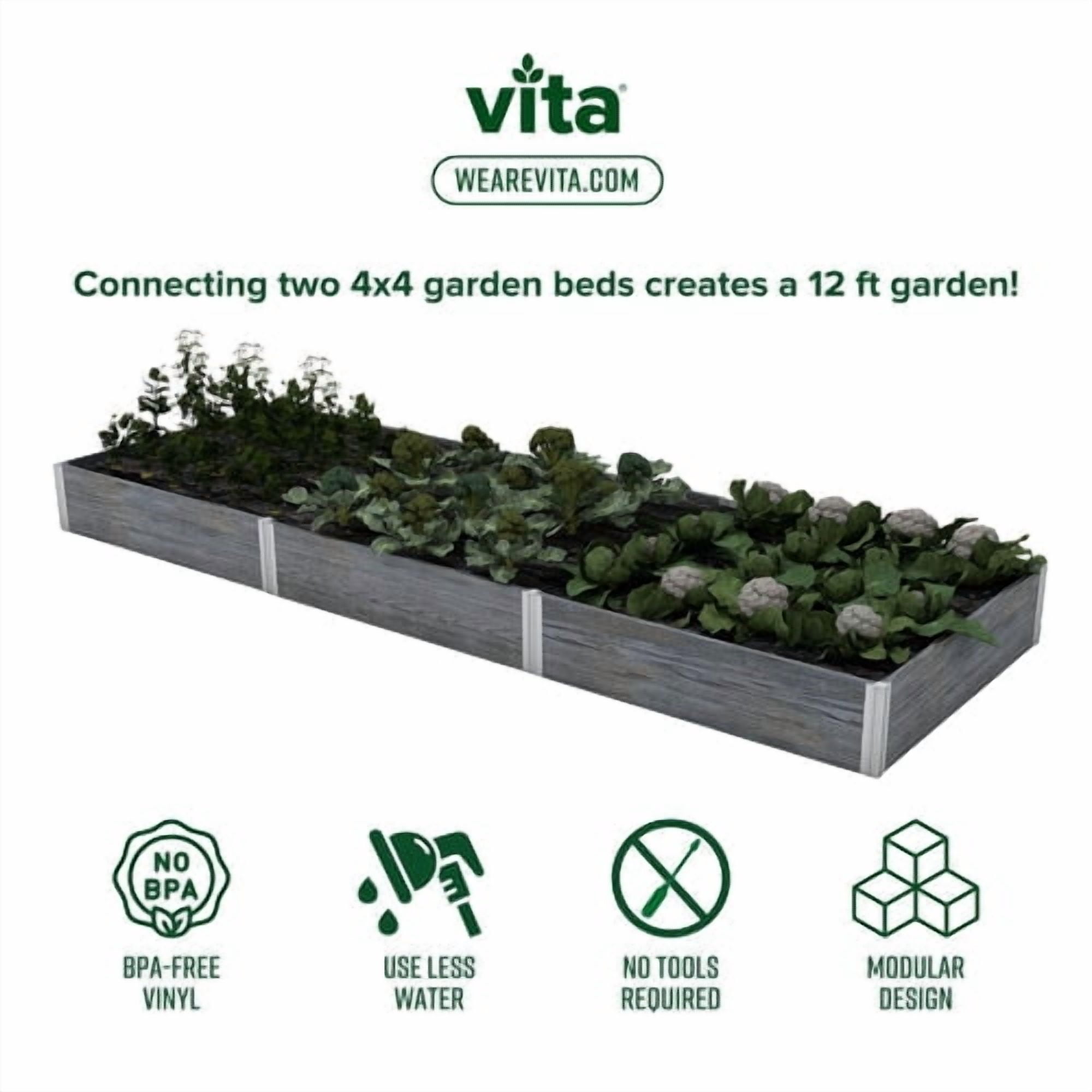 Vita Urbana 48"L x 48"W x 11"H Vinyl Raised Garden Bed, Slate Gray
