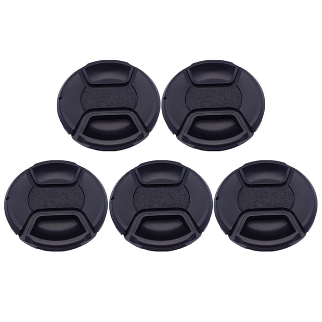 EeaseCA 5 Pcs 58mm Durable Plastic Front Lens Cover Compatible for Nikon Cano Camera Digital Camera(Black)