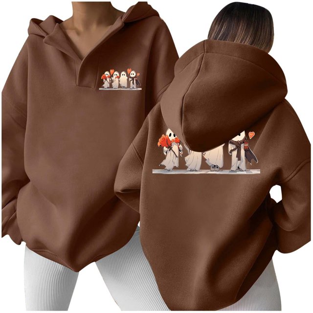 WEAIXIMIUNG Chandails en Molleton à Col Rond pour Femmes Mode Vintage et Hiver Imprimé Sweat à Capuche Sans Poches