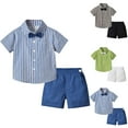 thumbnail image 3 of Tkrady Toddler Boys Fashion Outfits Spring Summer Short Sleeve Shirt Printing Tops Shorts with Tie Gentleman Clothing 3 Piece Set, Sizes 0-4 Years, 3 of 5