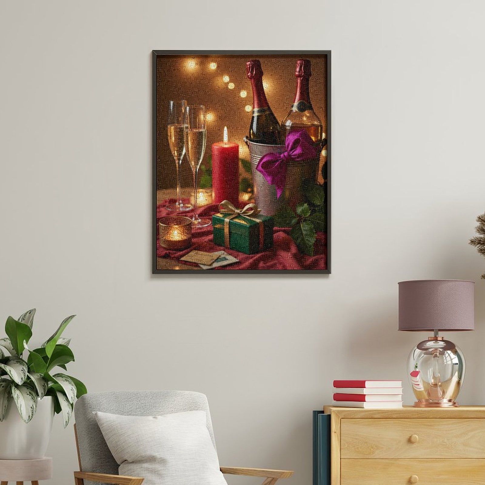 Paint By Numbers Kit for Adults Beginner - Celebration Champagne Candle Decor DIY Canvas Painting Kits for Adults, Frameless Paint By Number for Adults for Home Wall Decor 16x20 Inch