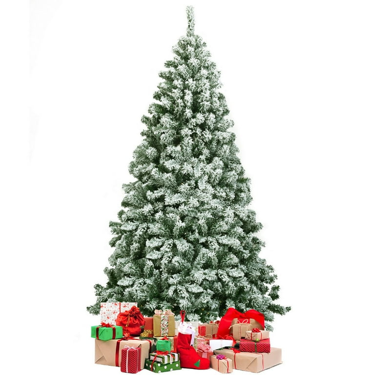 Costway 6FT Easy Set Up Snow Flocked Artificial Christmas Tree