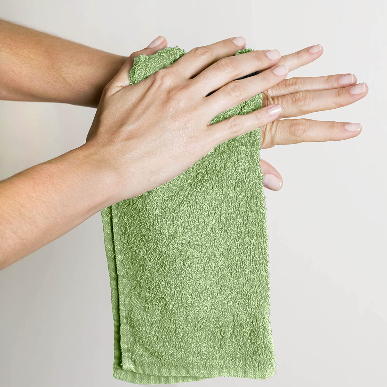 JJEAN-12 Pack Cotton Washcloths Set, 100% Ring Spun Cotton, Premium Flannel Face Cloths, Highly Absorbent and Soft Feel Fingertip Towels, Beige, Plum, Sage Green, Navy