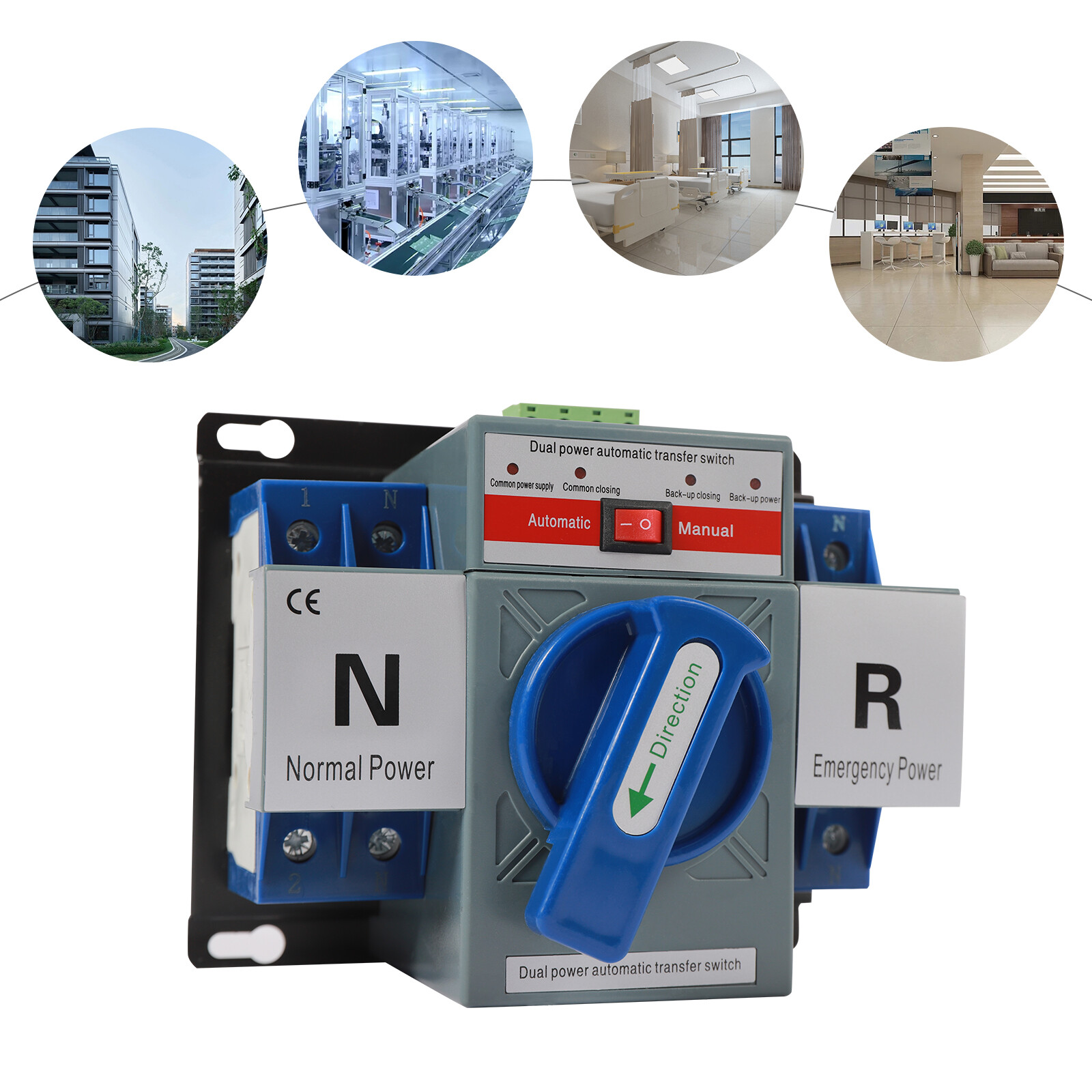 Miumaeov Mini Dual Power Automatic Transfer Switch AC-33iB 2P 63A 110V Toggle Controller Change-Over Switch