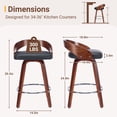 thumbnail image 5 of LEGAHOME Swivel Bar Stools Set of 2, 25” Upholstered Counter Height Stools with Low Back and Round Footrest, Mid-Century Barstools with Wooden Legs for Kitchen, Bar, Walnut + Black, 5 of 6