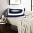 thumbnail image 6 of Balery Navy Blue And White Stripes Bedding Queen Pillow Cases - Envelope Closure - Soft Brushed Microfiber Fabric - Shrinkage and Fade Resistant Pillow Cases-16"x24", 6 of 6