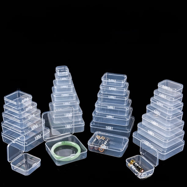 Caja de plástico transparente de alta calidad de PP, rectangular, cuadrada, con tapa abatible, caja de almacenamiento para embalaje de productos pequeños