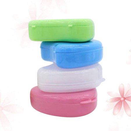 Braces Cleaner Braces Cleaner Retainer Case 4pcs Slim Retainer Case Heart Shaped Partial Dentures Storage Box for Outdoor Travel Guards (Mixed Style) Aligner Cleaner Aligner Cleaner