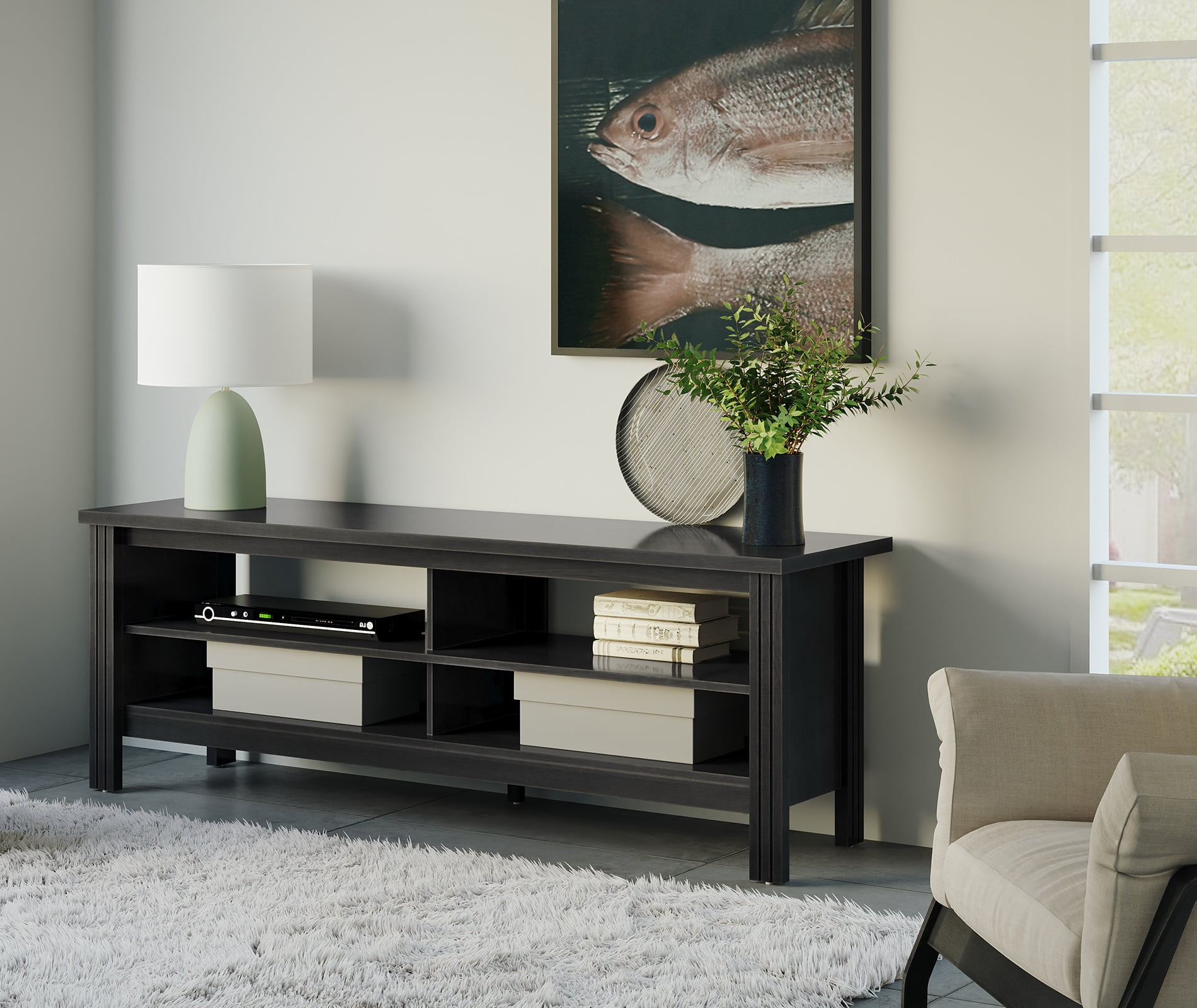 Buy Farmhouse TV Stand for TVs up to 65 inch, Black Online at Lowest