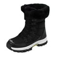 thumbnail image 5 of Winter Hiking Boots Women High Top Lace up Waterproof Snow Booties Fashion Stitching Plush Lined Nonslip Outdoor Athletic Shoes Black Size 8.5, 5 of 5