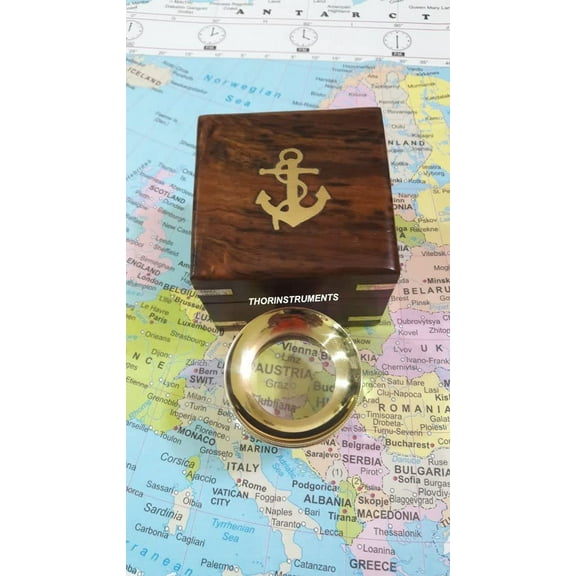 Brass Chart Map Glass Magnifying Desk Lens Magnifier replica