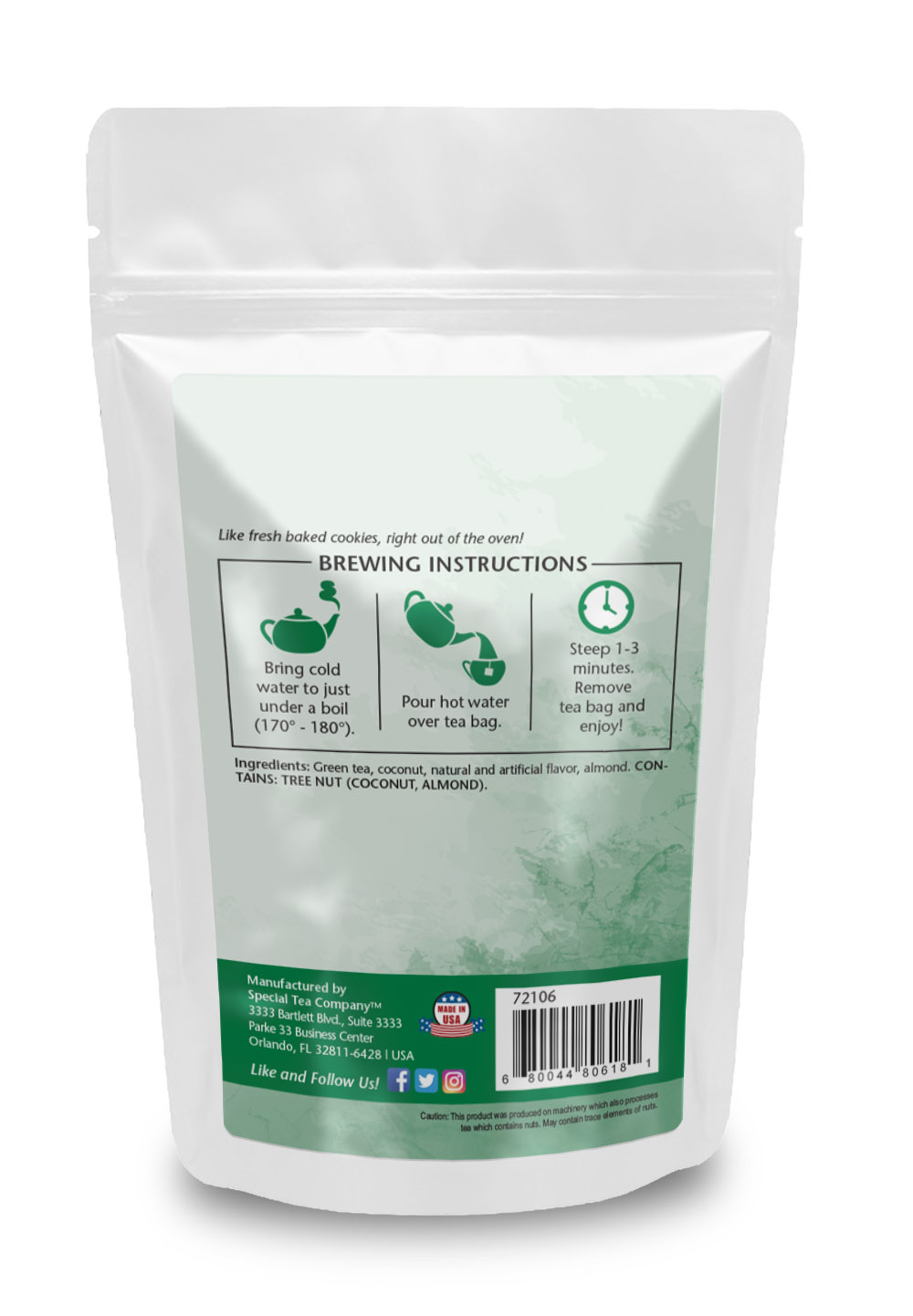 Special Tea Almond Cookies, 20 Green Tea Bags