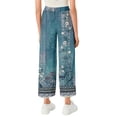 thumbnail image 3 of WTOBBY Women's Polka Dot Summer Wide Leg Pants - Stretchy Waist Beach Trousers with Pockets & Airy Design for Poolside Lounging,Dark Blue L, 3 of 4