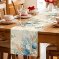thumbnail image 5 of Beige Beach Coastal Cotton Linen Table Runner for Dining Kitchen, Summer Nautical Coral Shell Botanical Wedding Outdoor Party Tablerunners, Dresser Scarf Coffee Tablecloth Runners 13x70 Inches, 5 of 9