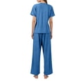 thumbnail image 4 of OIOLOYJM 2 Piece Post Surgery Recovery Sets for Men Women Cotton Soft Breathable Tear Away Side Snap Outfits Short Sleeve Shirt and Lounge Pants Sets Blue 2XL, 4 of 5