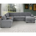 thumbnail image 7 of Hybition Chenille Sofa Modern Pullout Sofa bed 7 Seater Sectional Couch with Multifunctional Console & Storage Chaise-Color:Light Grey, 7 of 7
