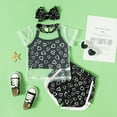 thumbnail image 1 of Babibeauty 3Pcs Toddler Girl Summer Outfits Set Heart Print Sleeveless Sling Crop Tops Elastic Shorts Mesh Tank, 1 of 5