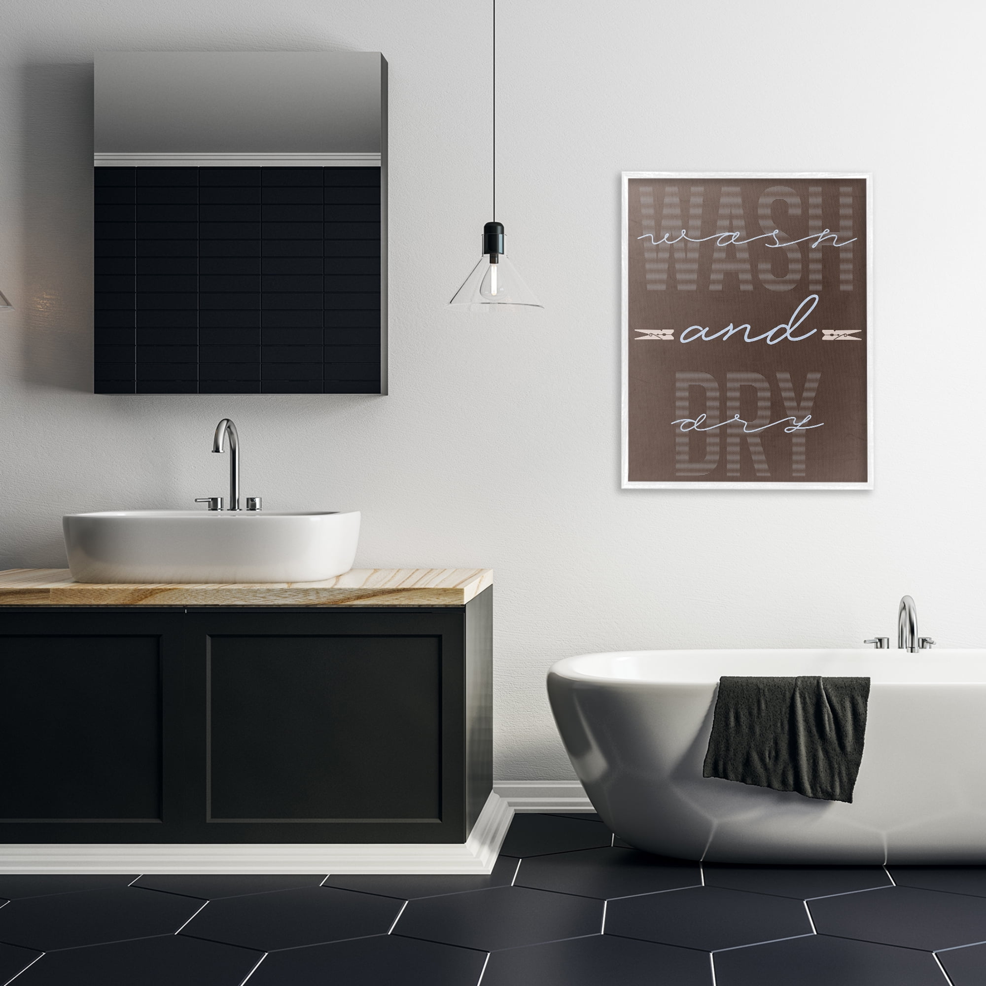 Wash And Dry Brown White Framed Giclee Art, design by Marcus Prime