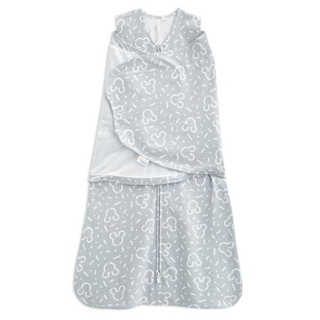 Halo◦ SleepSack◦ x Disney Baby Swaddle, 100% Cotton, Confetti Mickey - Grey, Infant, Boys, Small, 3-6 Months
