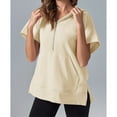 thumbnail image 2 of Short Sleeve Sweatshirts for Women Casual Half Zipper Pullover Tops Oversized T Shirts with Pockets Fashion Outfits, 2 of 5
