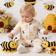 thumbnail image 2 of MEZZALL Baby Bee Honey Jar Print Footed Zipper Jumpsuit Long Sleeve Full Zip Footed Romper Soft Sleep Onesie, 2 of 8