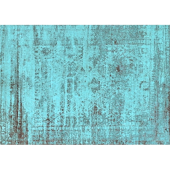 Ahgly Company Indoor Rectangle Oriental Light Blue Industrial Area Rugs, 8' x 10'